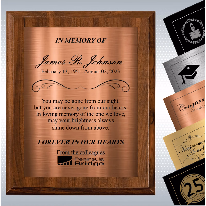 Cherry Finish Personalized Memorial Gift Aaward