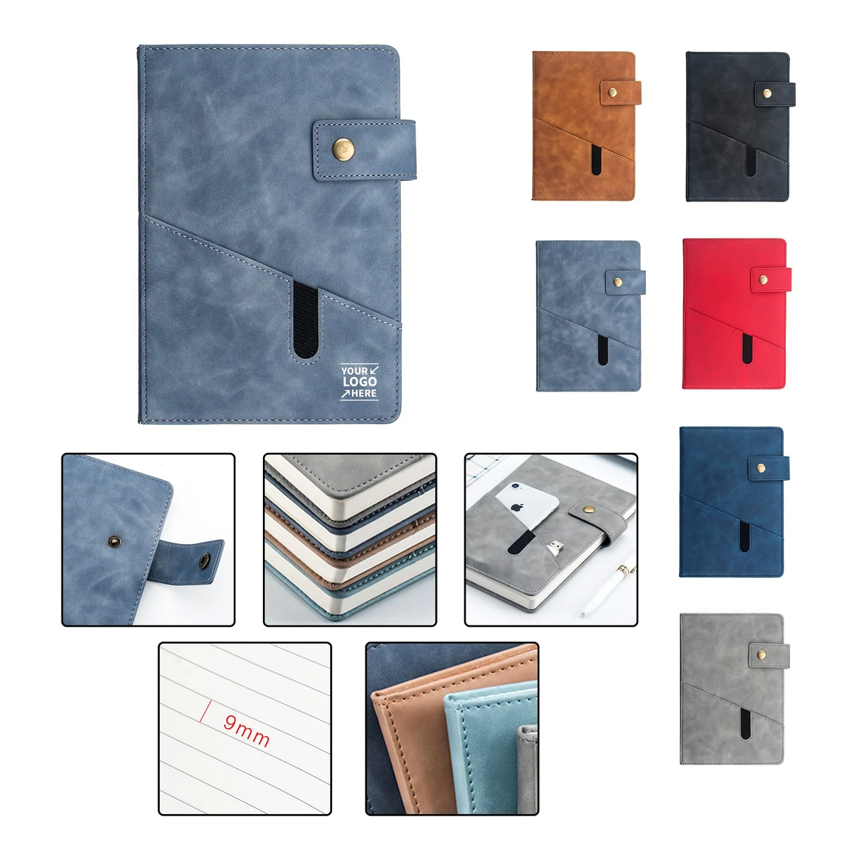 Magnetic Clasp Notebook with 2 Pockets 1