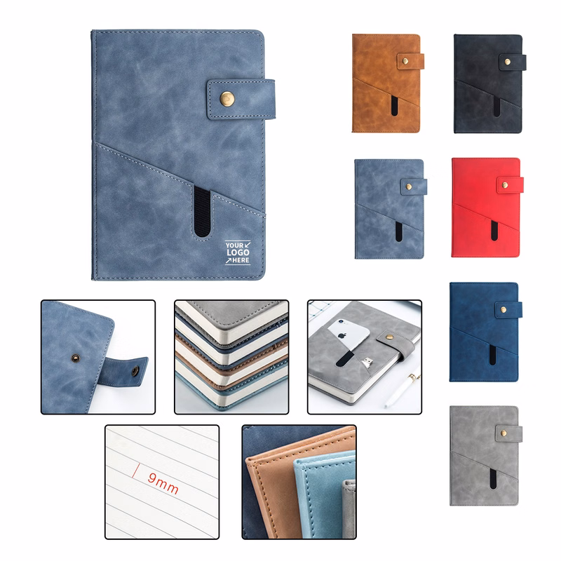 Magnetic Clasp Notebook with 2 Pockets