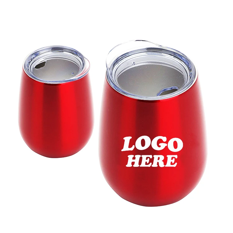 12 OZ Vacuum Stainless Steel Wine Goblet with Lid 1