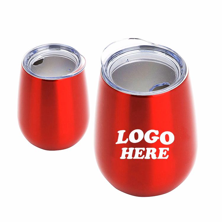 12 OZ Vacuum Stainless Steel Wine Goblet with Lid