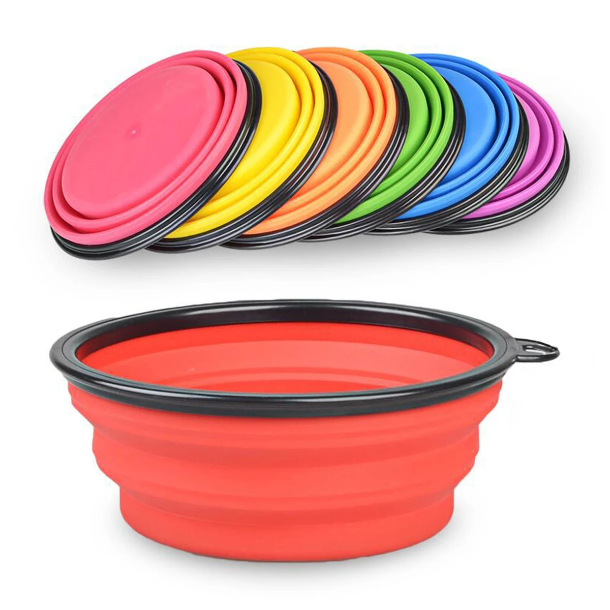 Large Pet Dog Cat Animal Water Feed Food Training Bowls with Carabiner 1