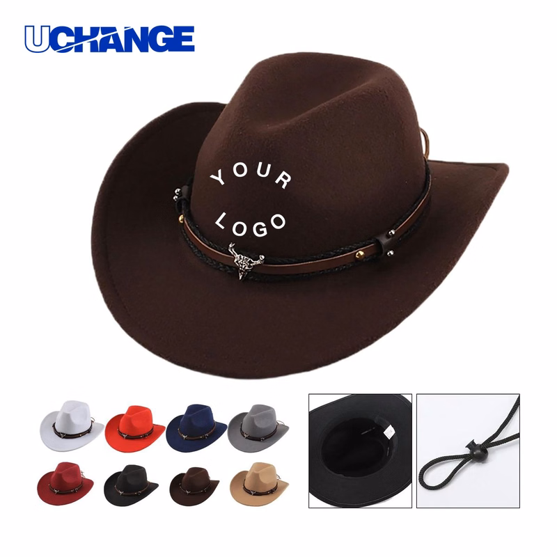 Durable Polyester Felt Cowboy Hat Headwear for Outdoor Wear