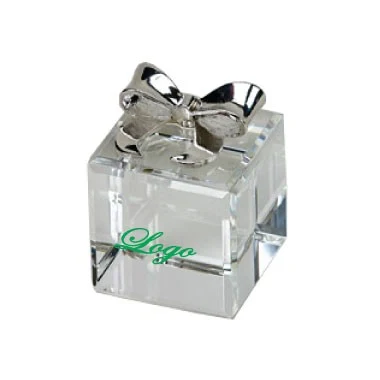 Gift Box Shape Crystal Paperweight 1