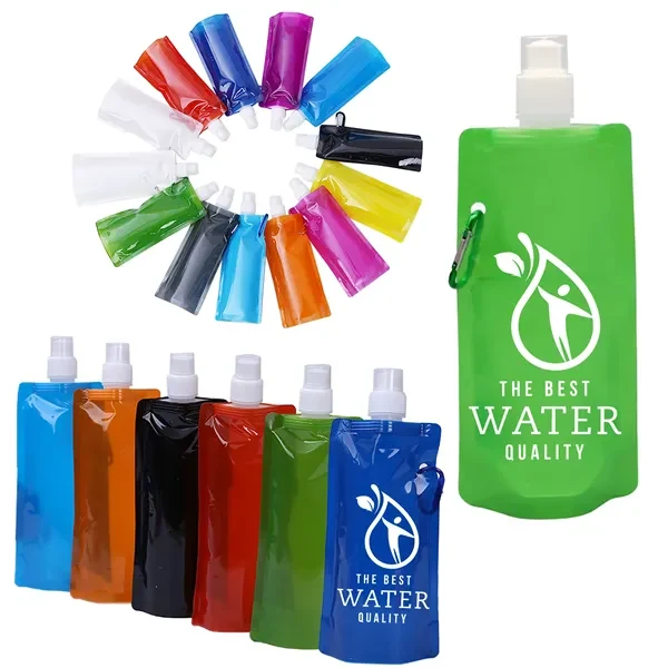 16oz PE Collapsible Water Bag Clip For Sports 1