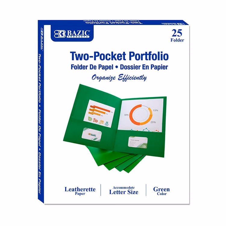 2 Pocket Folders - Green 25 Pack