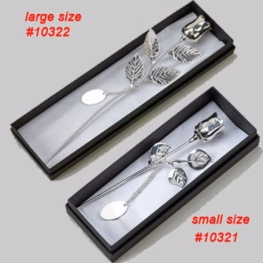 7.5" Silver Plated Rose w/ engraving plate