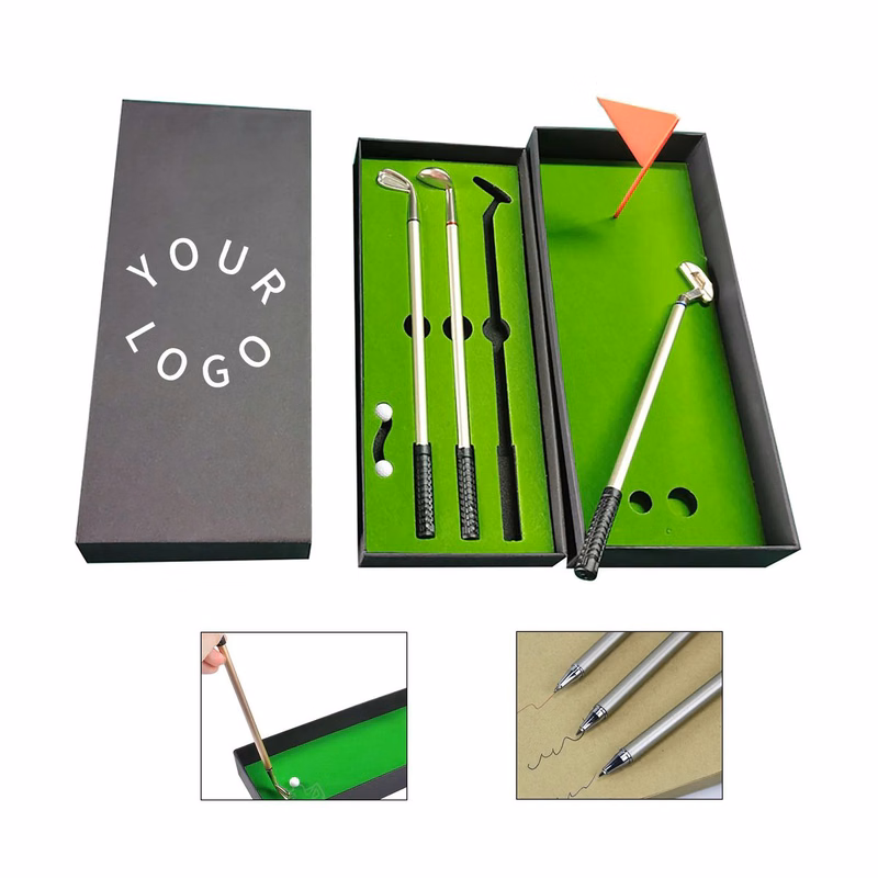 Desk Golf Pen Gift Set with Mini Course Box