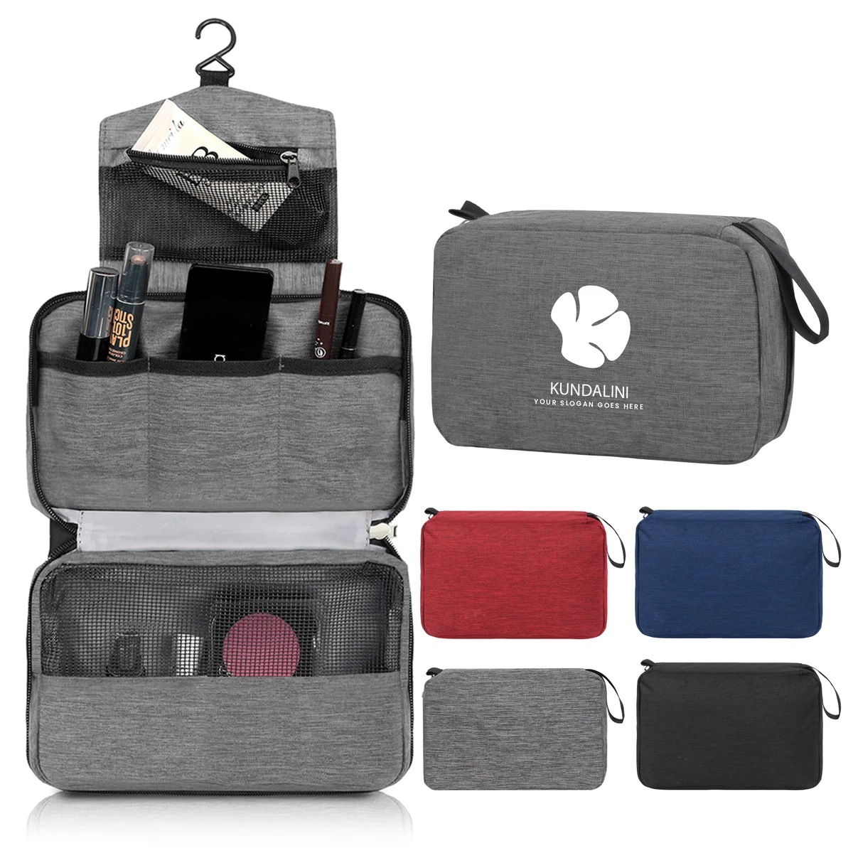 Water-Resistant Heathered Hanging Toiletry Organizer 1