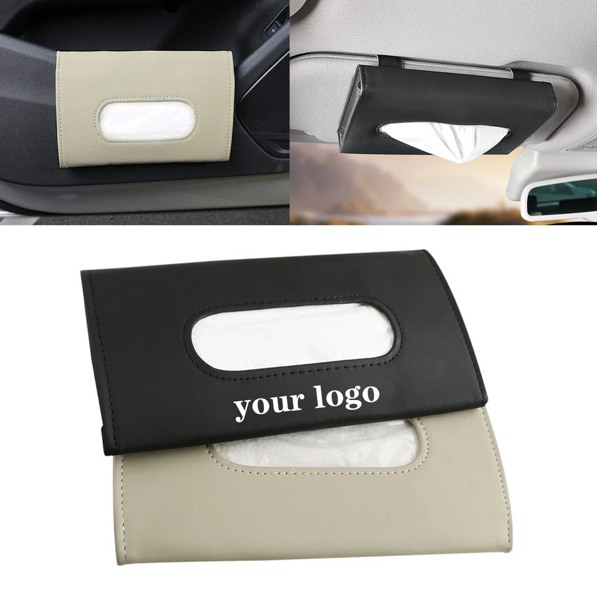 Pu Leather Backseat Car Tissue Case Holder 1