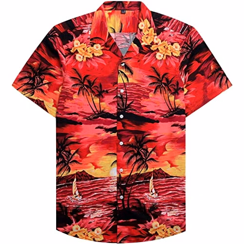 100% Polyester Regular Fit Short Sleeve Casual Hawaiian Shirt for Men