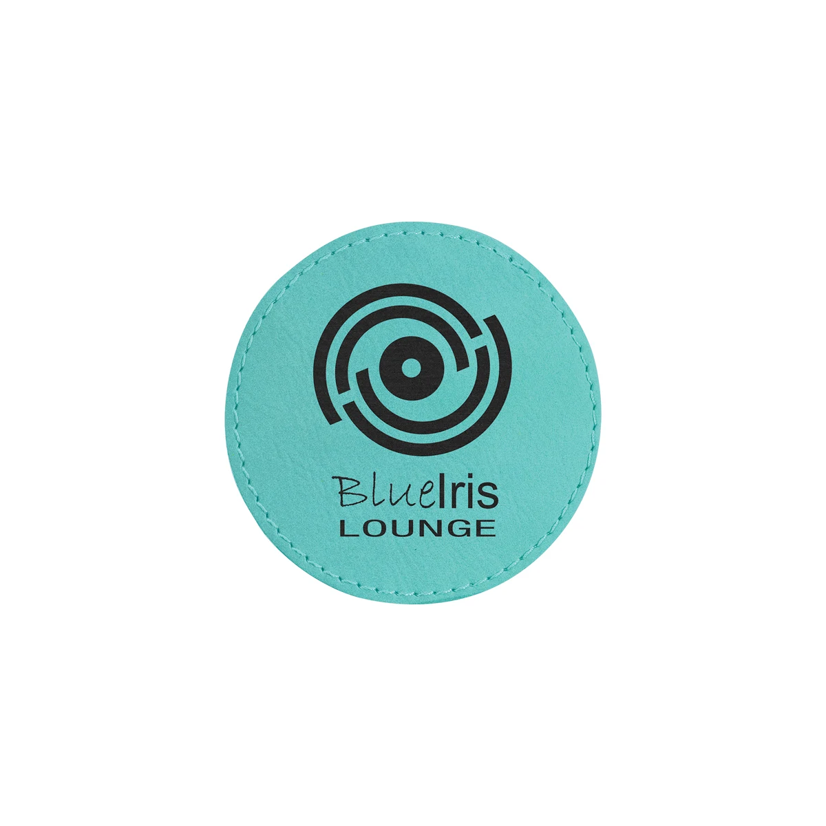 3" Teal Leatherette Round Patch with Adhesive 1