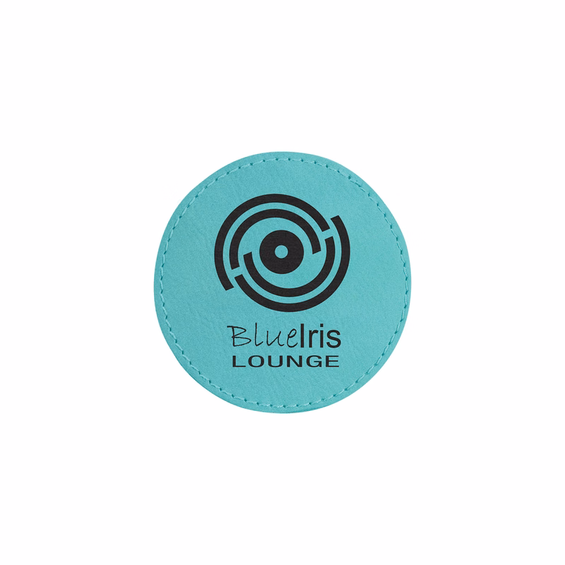 3" Teal Leatherette Round Patch with Adhesive