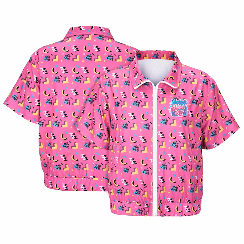 Custom 80s Retro Full-Zip Short Sleeve Jacket