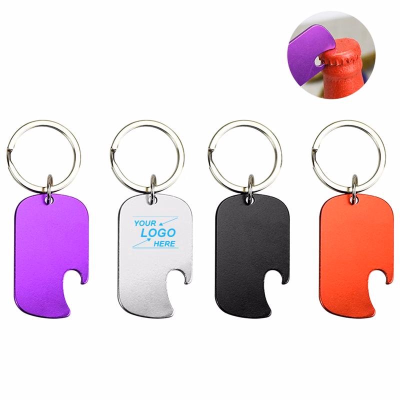 Dog Tag-Shaped Bottle Opener w/Key Ring