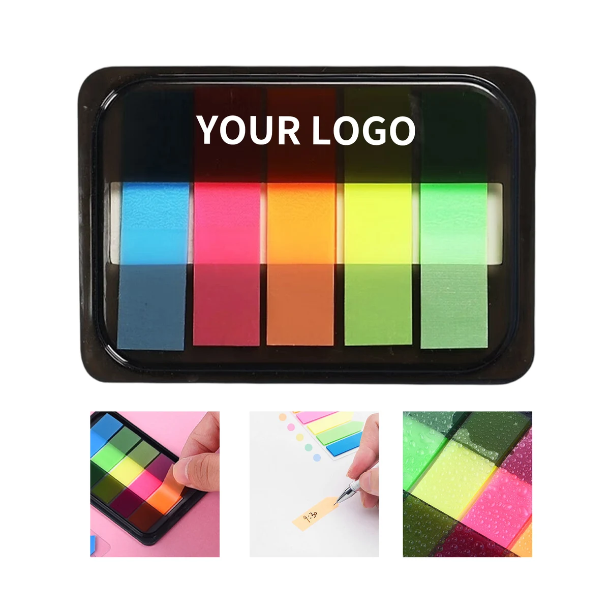Plastic Pop Up Sticky Note Tab Box With 5 Colors 3.1 x 2.1" 1