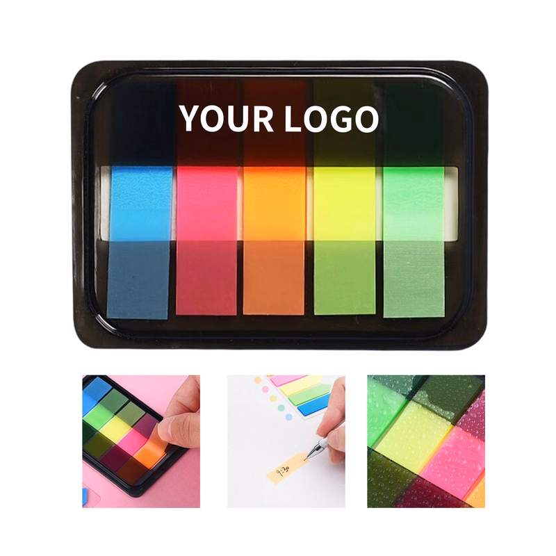 Plastic Pop Up Sticky Note Tab Box With 5 Colors 3.1 x 2.1"