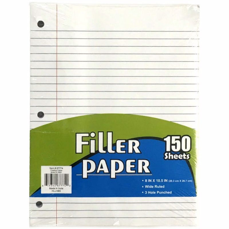 Filler Paper - Wide Ruled150 Sheets