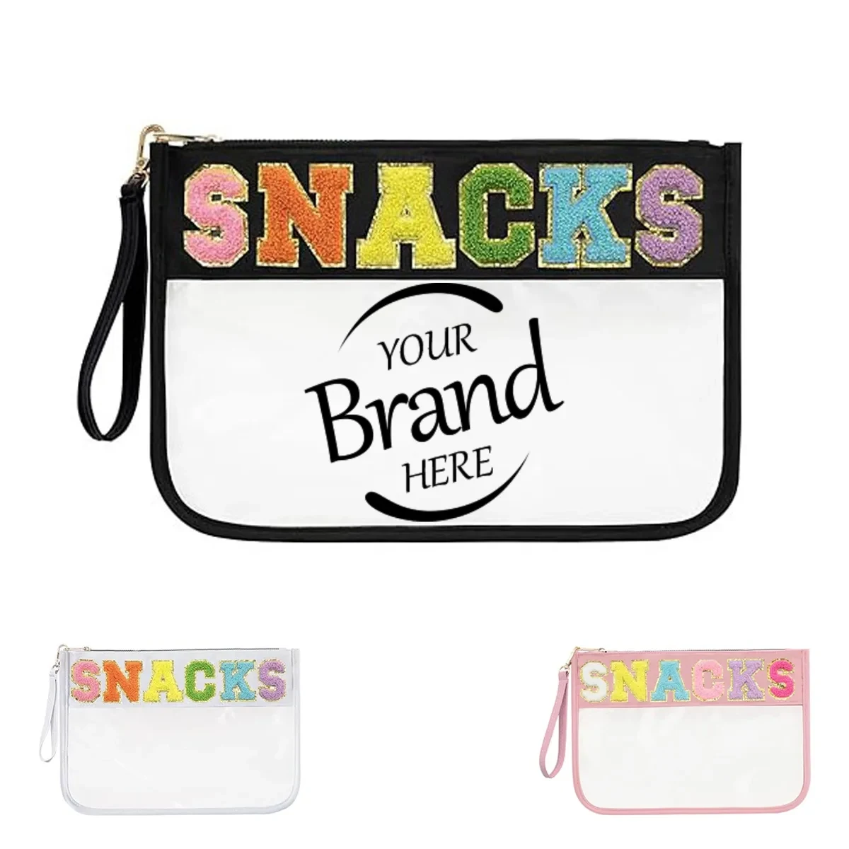 Snacks Embroidered Clear Makeup Bag 1