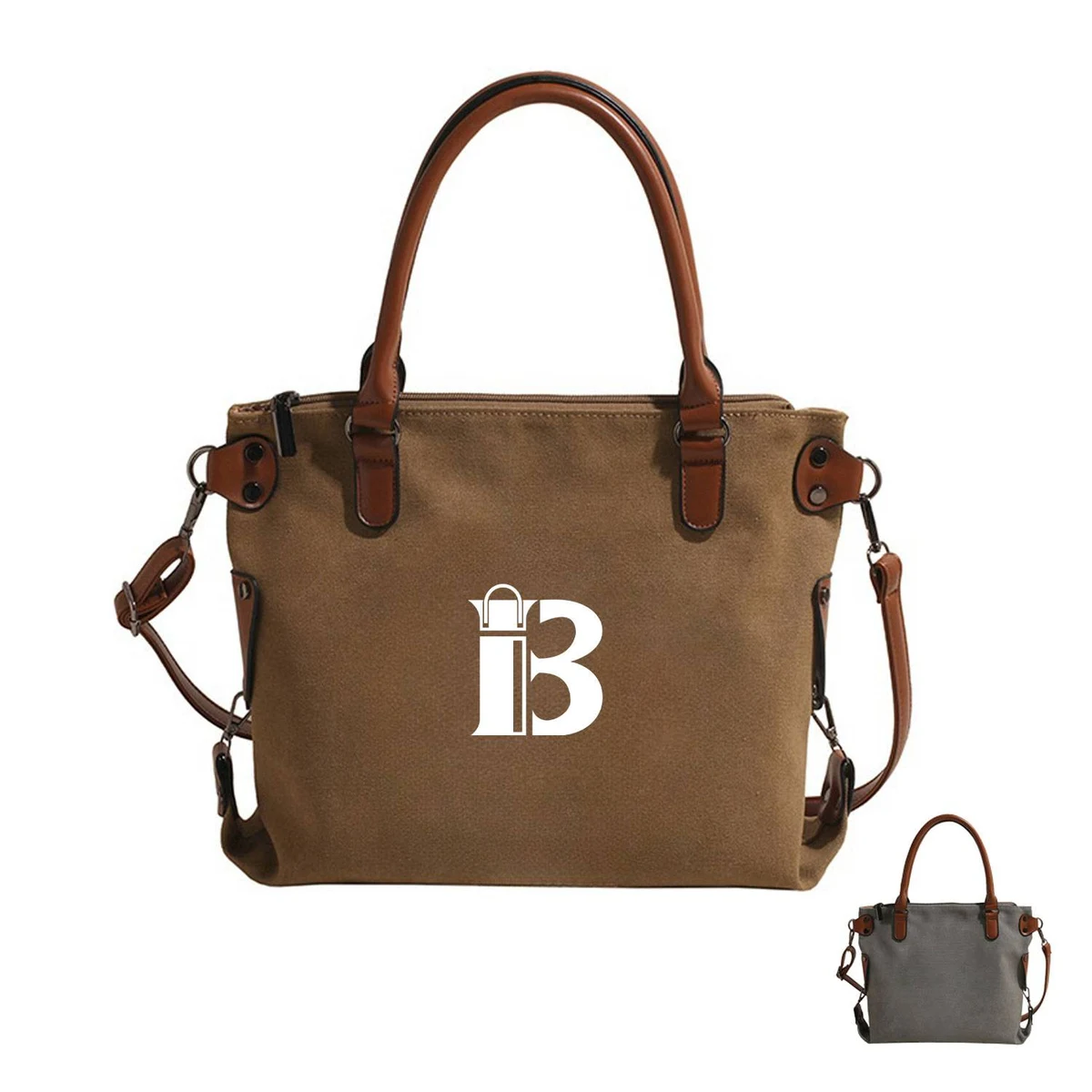 Large Capacity Single Shoulder Diagonal Canvas Tote Bag, custom tote bag with logo imprint 1