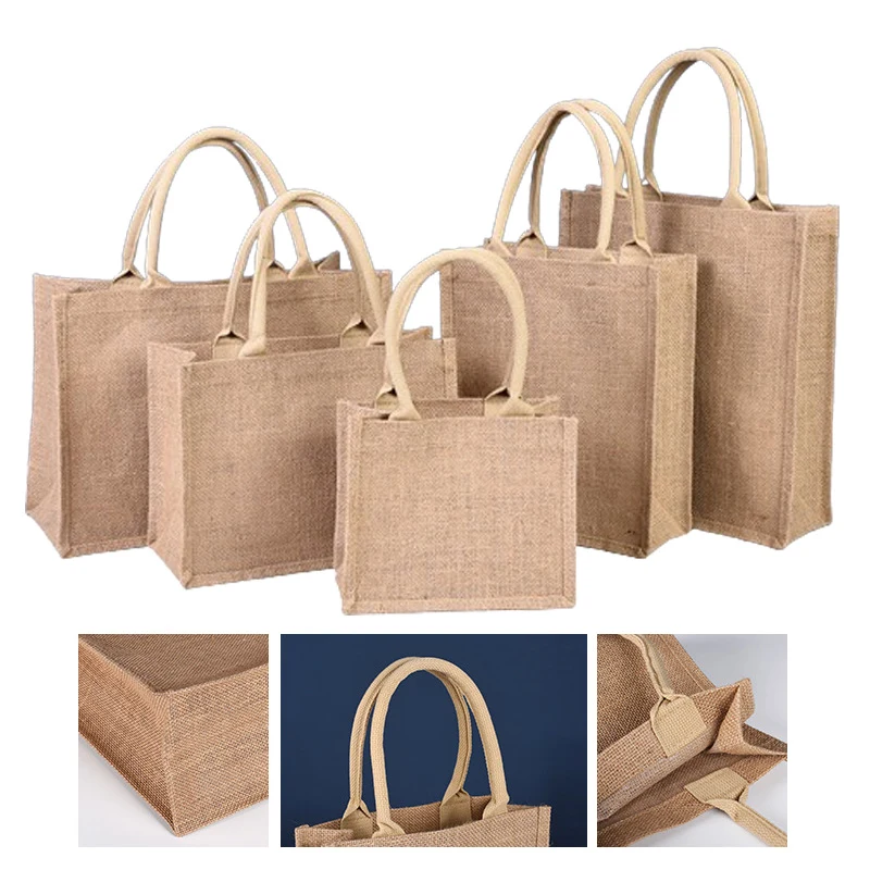 Burlap Tote Bags(11 13/16" W x 13 3/4" H x 4 3/4" G) 1