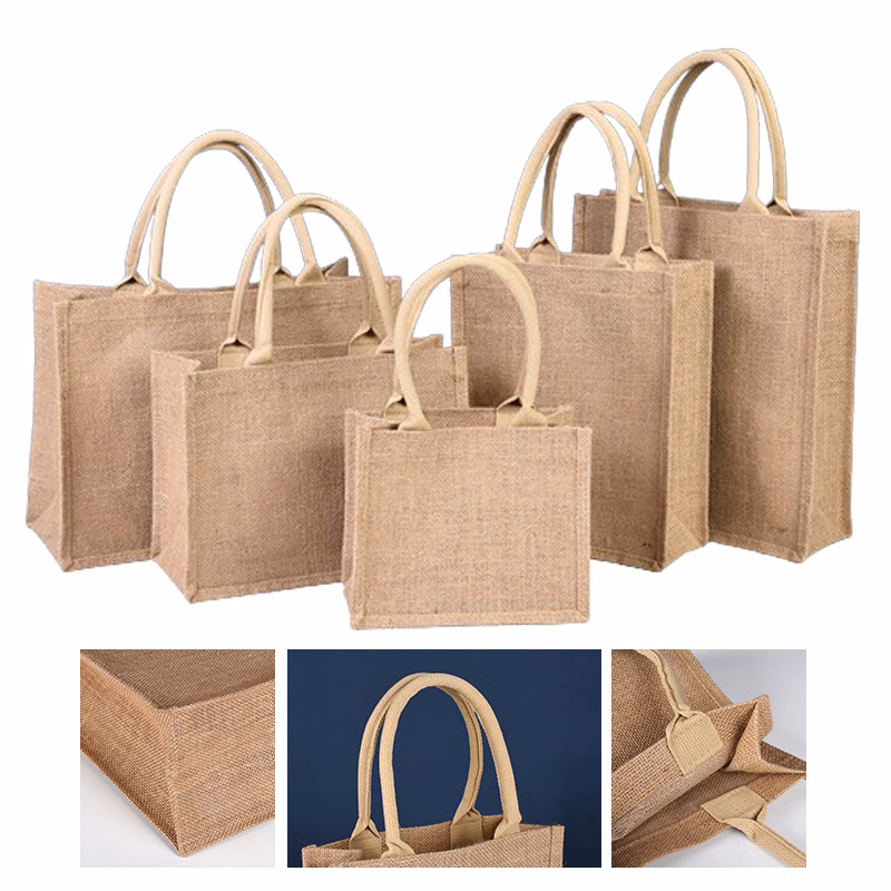Burlap Tote Bags(11 13/16" W x 13 3/4" H x 4 3/4" G)