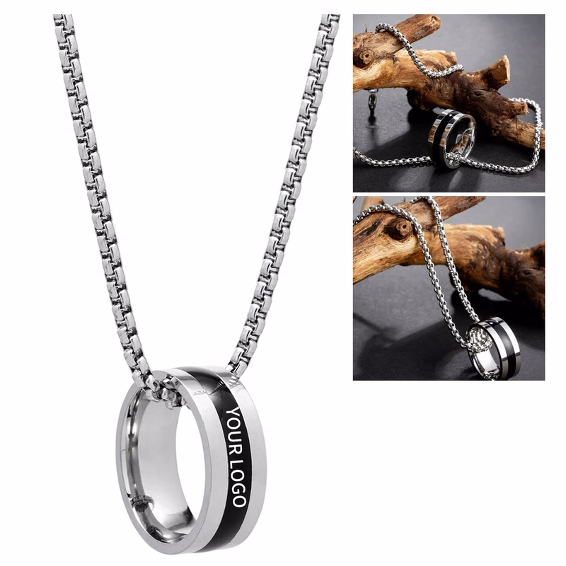 Custom Engraved Ring Pendant on Chain