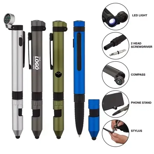 Custom Aluminum 6 in 1 Tactical Multi Function Ballpoint Pen — Professional Outdoor 1