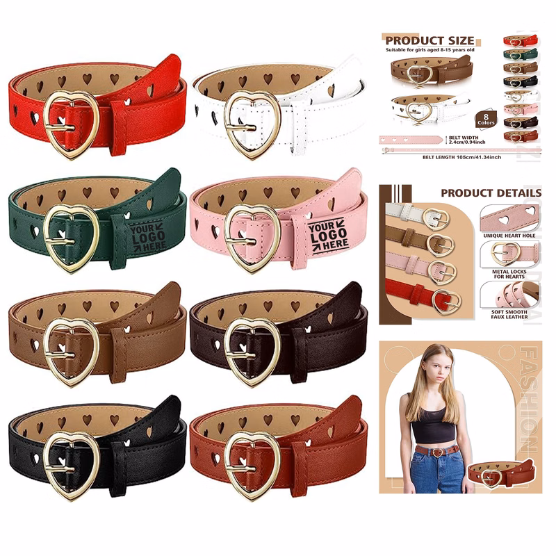 Girl Belts Kids PU Leather Waist Belt Hollow Belt