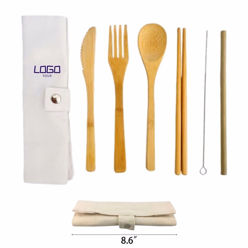Travel 6 pcs Bamboo Cutlery Set