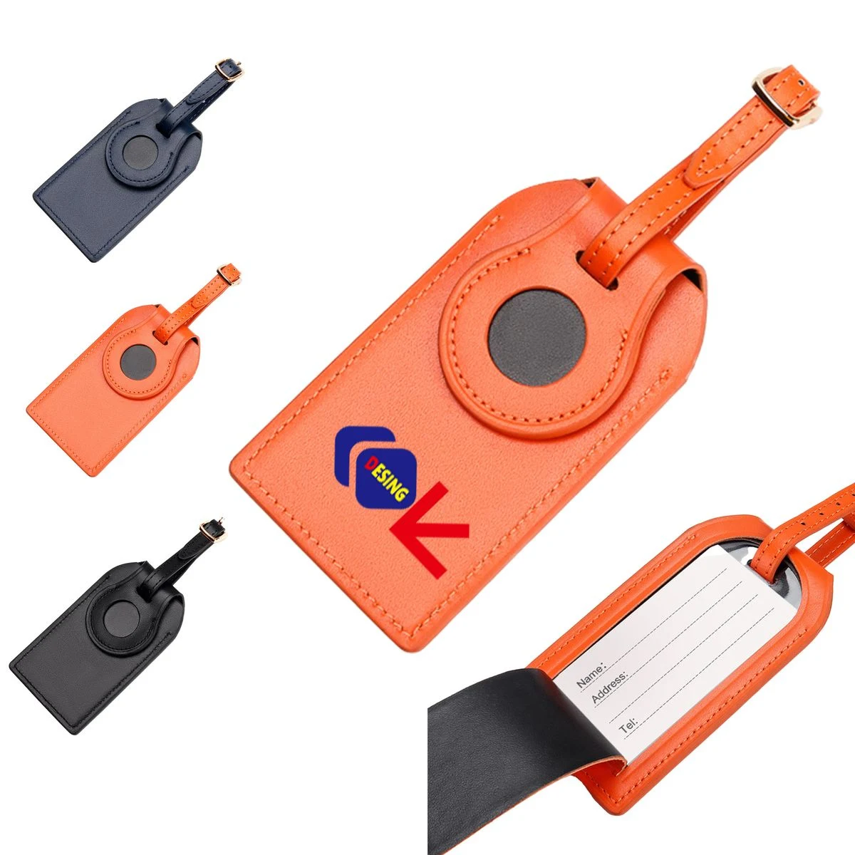 Leather Baggage Tag With Tracking Holder 1