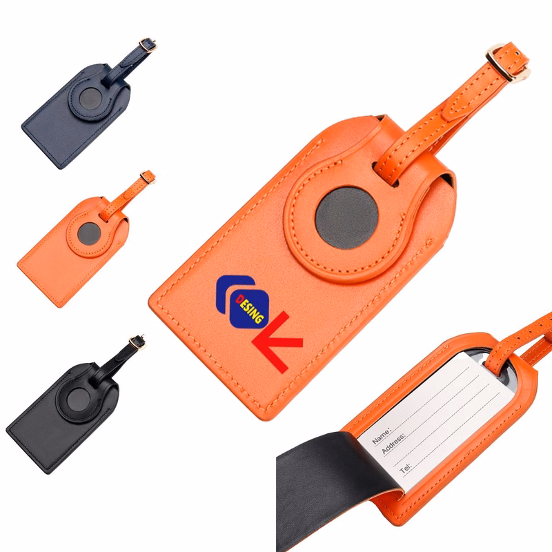 Leather Baggage Tag With Tracking Holder