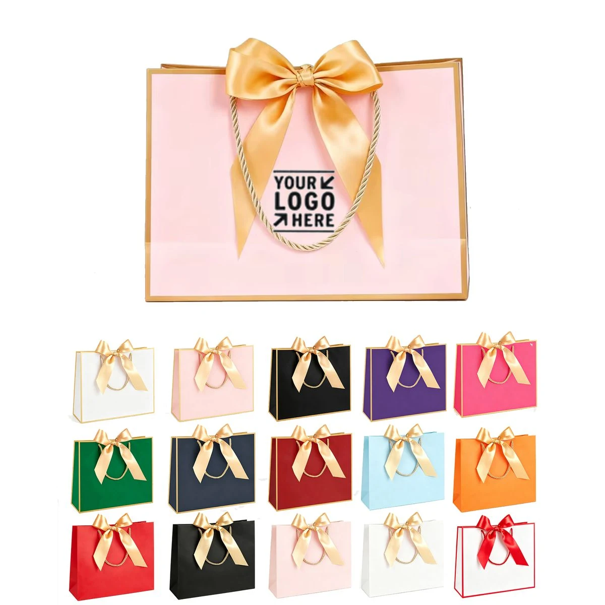 Customizable Handheld Gift Paper Bag with Bow 1
