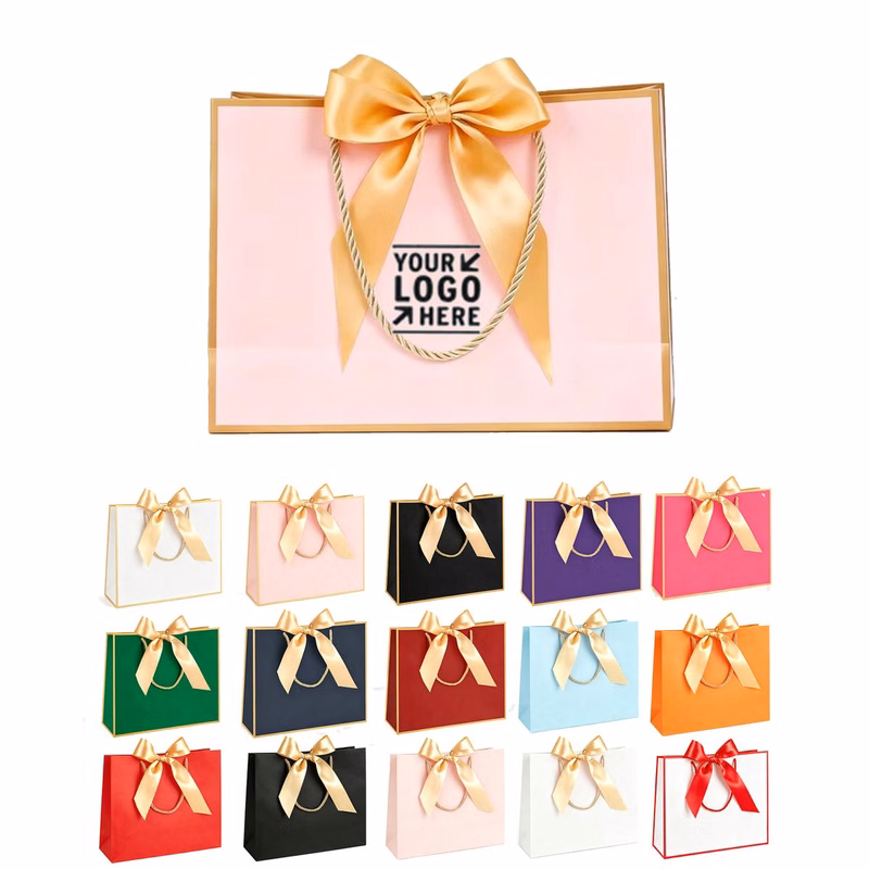 Customizable Handheld Gift Paper Bag with Bow