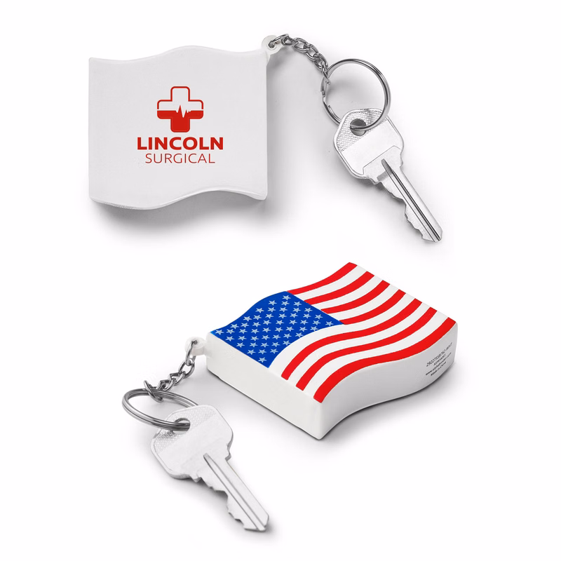 Patriotic American Flag Shape Stress Ball Keychain