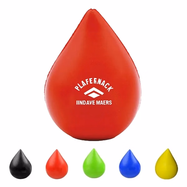 Custom Water Drop Shape PU Stress Ball with Full Color Imprint — Corporate Wellness Item