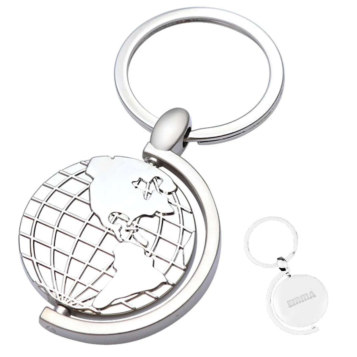 Mini Rotating Globe Metal Keychain 1