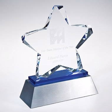 Twinkle star blue reflective crystal award
