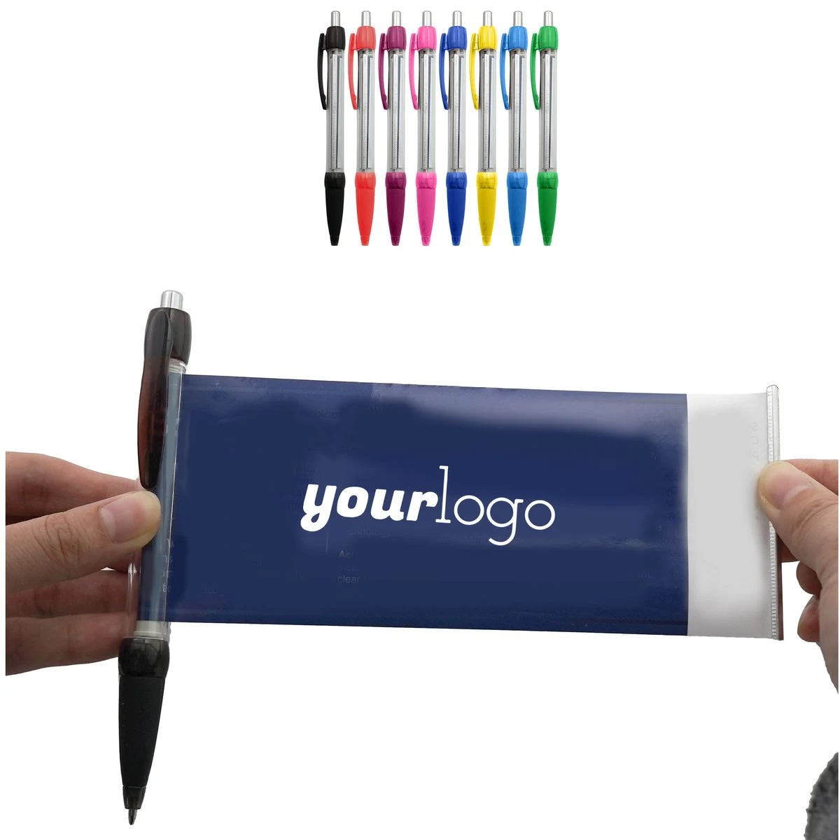 Plastic Pull Out Banner Promotional Pen, custom pen with logo imprint 1