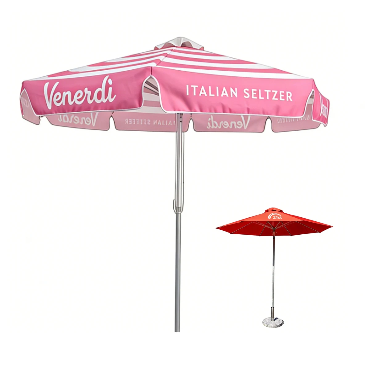 9' Round Market Umbrella with Aluminum Pole - Ocean 1