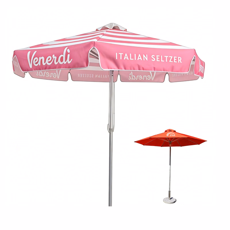 9' Round Market Umbrella with Aluminum Pole - Ocean