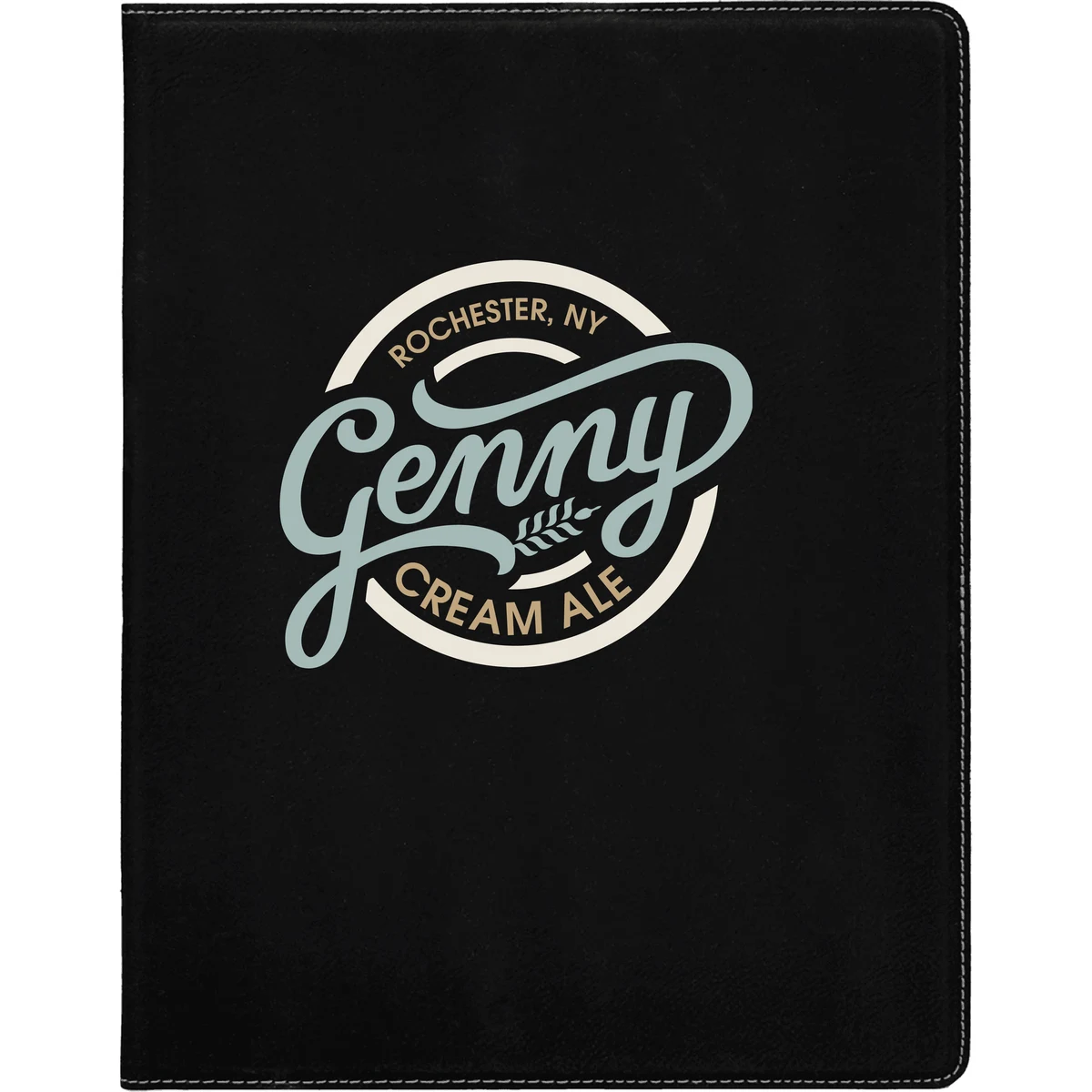 9" x 12" Leatherette Black/Silver Portfolio 1