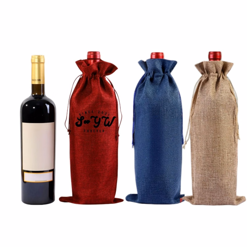 Reusable Linen Drawstring Wine Gift Sack