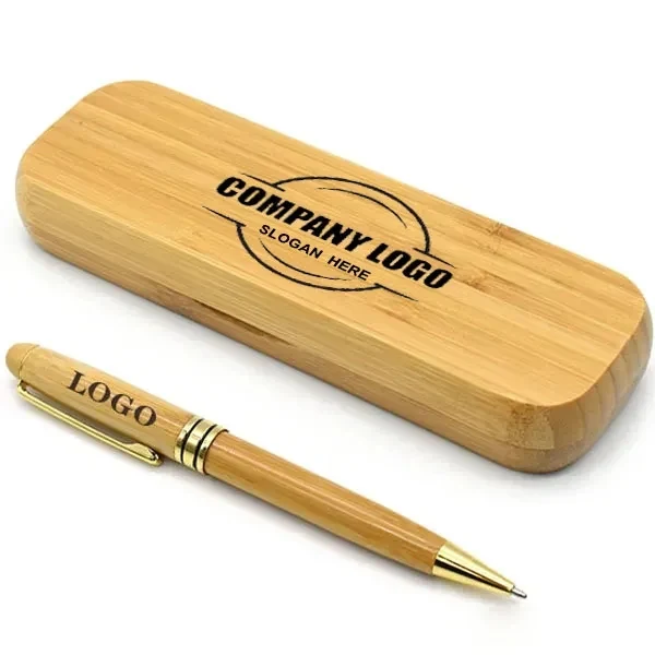 Eco-friendly Natural Bamboo Twist Ballpoint Pen Sets 1