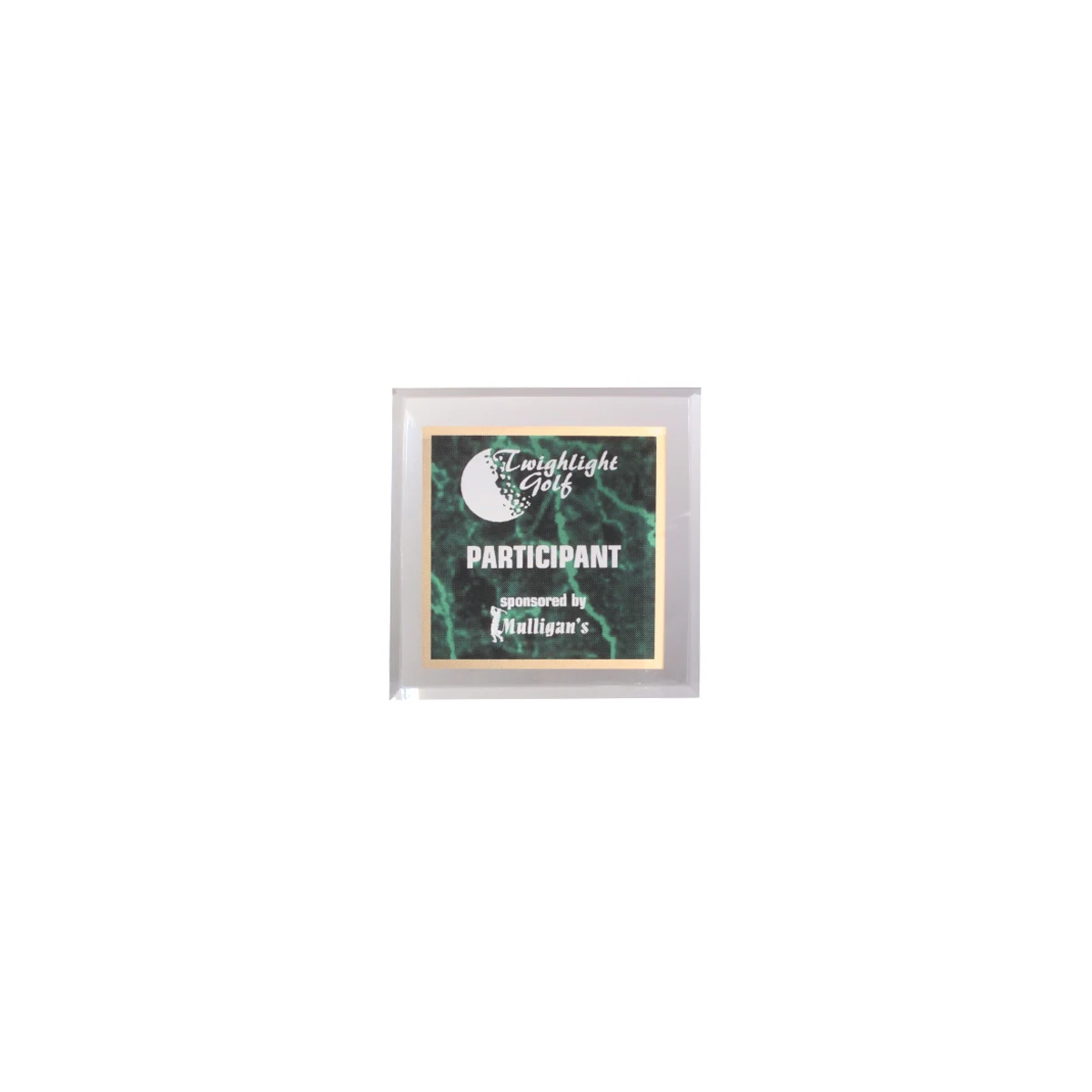 3 3/4" x 3 3/4" Green Marbleized Acrylic Paperweight 1