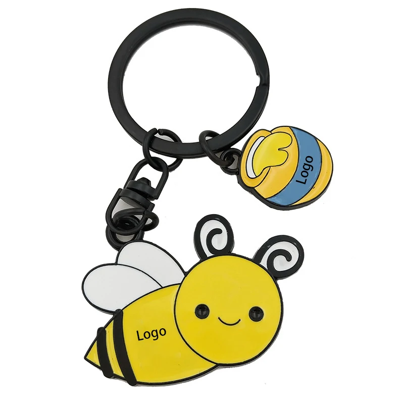 Creative Honeybee Shape Metal Key Chain with Wristband 1