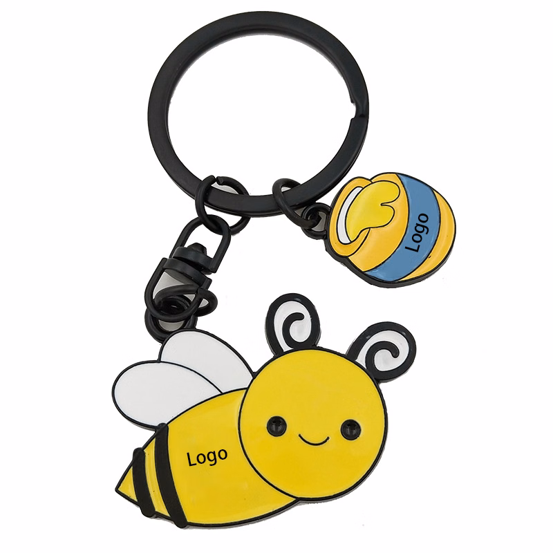 Creative Honeybee Shape Metal Key Chain with Wristband