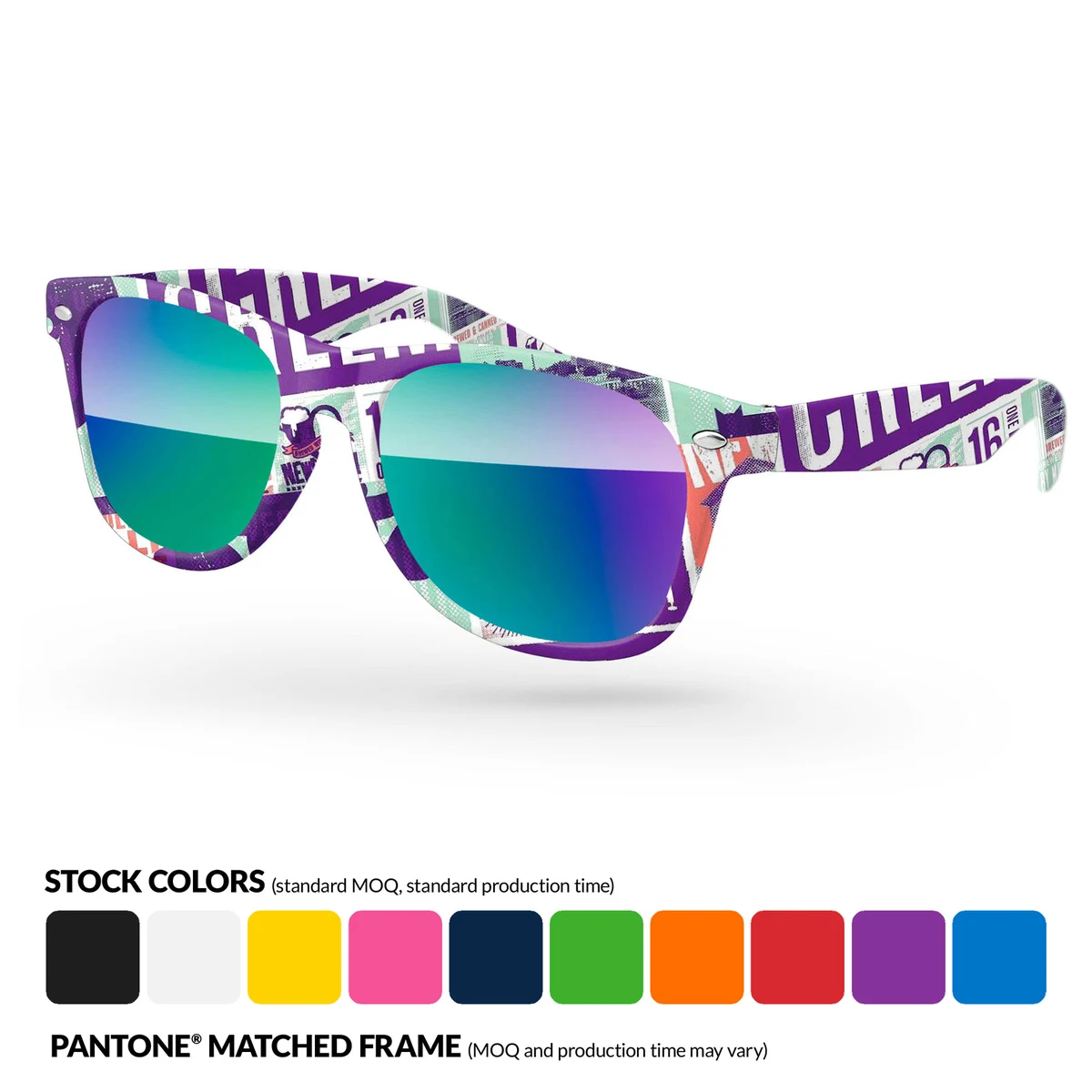 Retro Mirror Sunglasses w/ Full Color Full Frame Sublimation Wrap 1