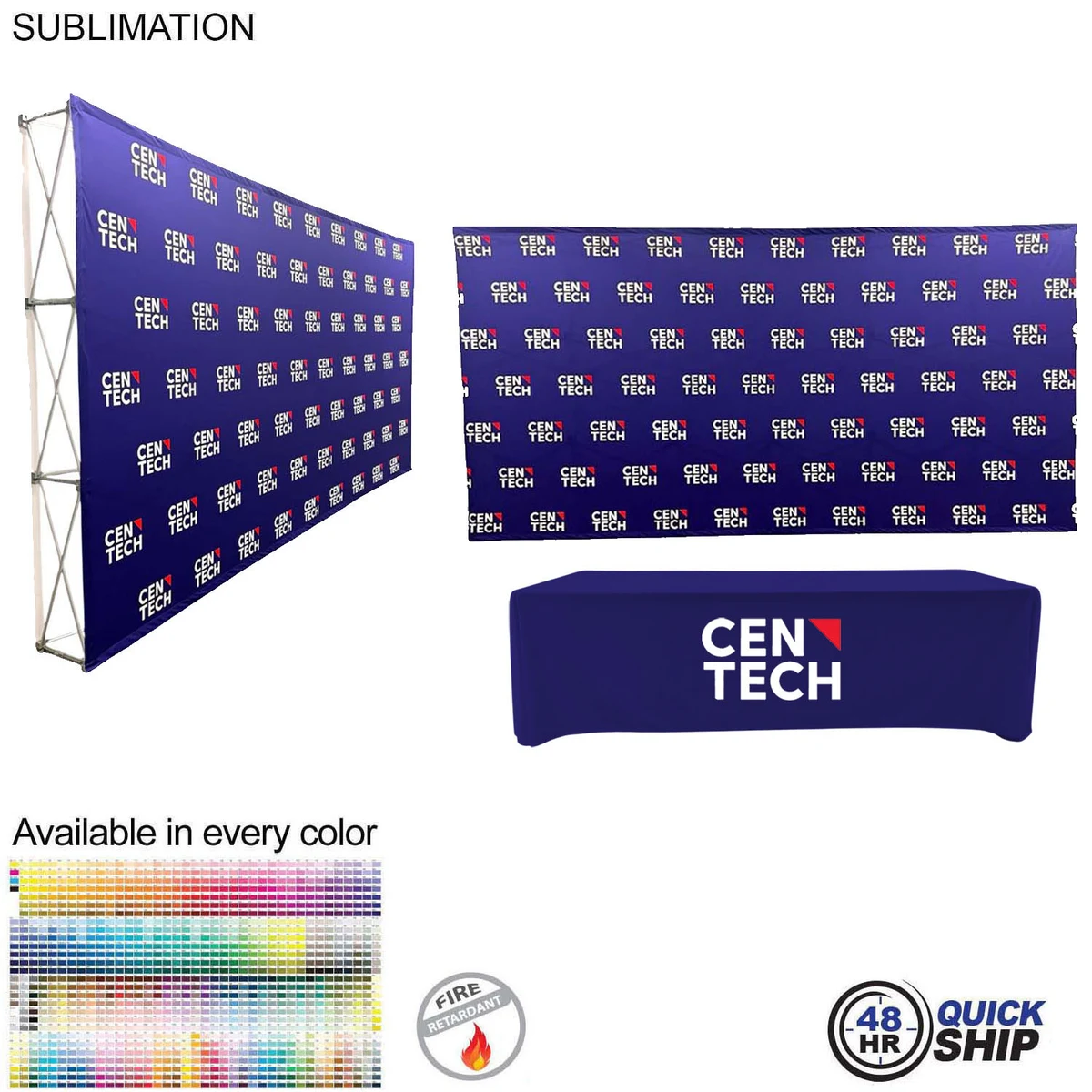 48Hr Quick Ship - Tradeshow booth package Ultra, 15' Straight Fabric Wall and PREMIUM 8' tablecloth 1
