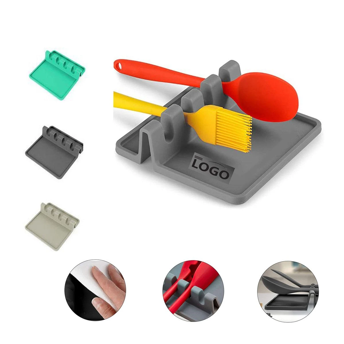 Heatproof Silicone Kitchen Utensil Holder Drip Mat 1